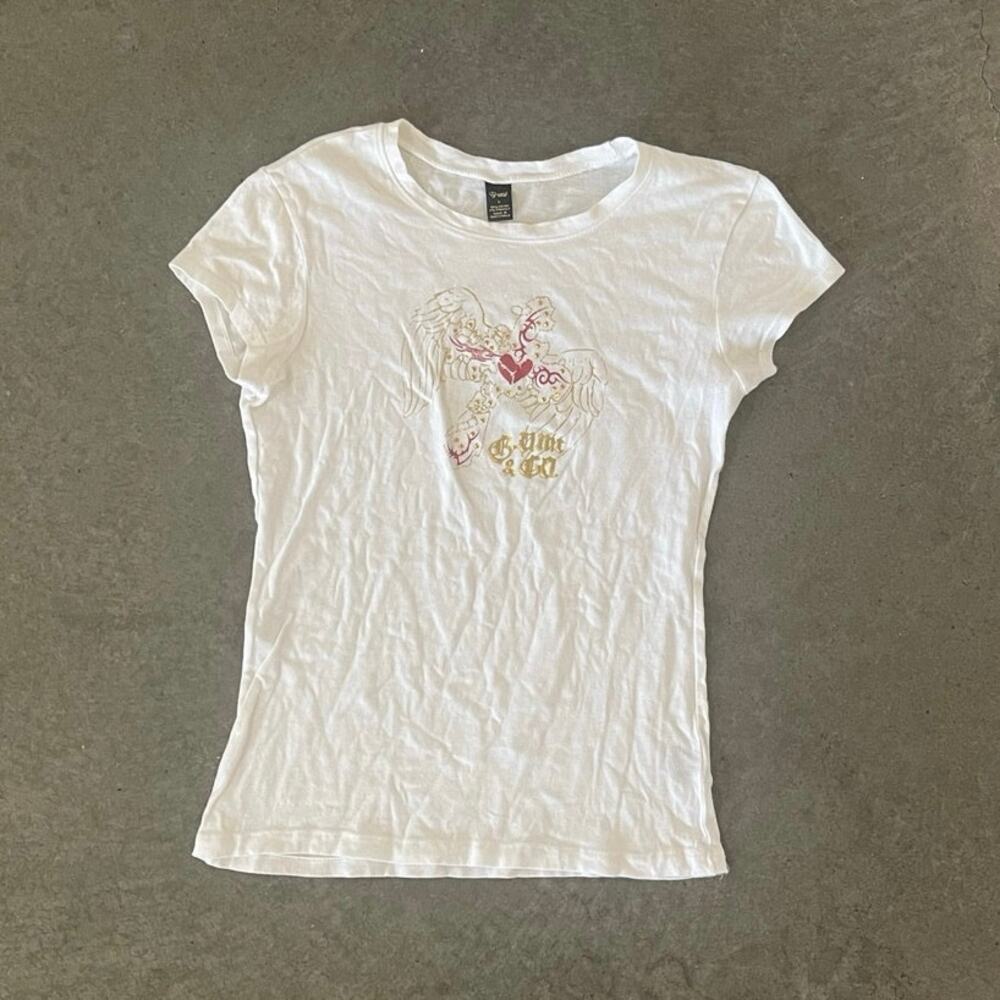 Vintage G-Unit Mini Tee y2k 2000's Cross Grunge Gold Wings 50cent rapper women's